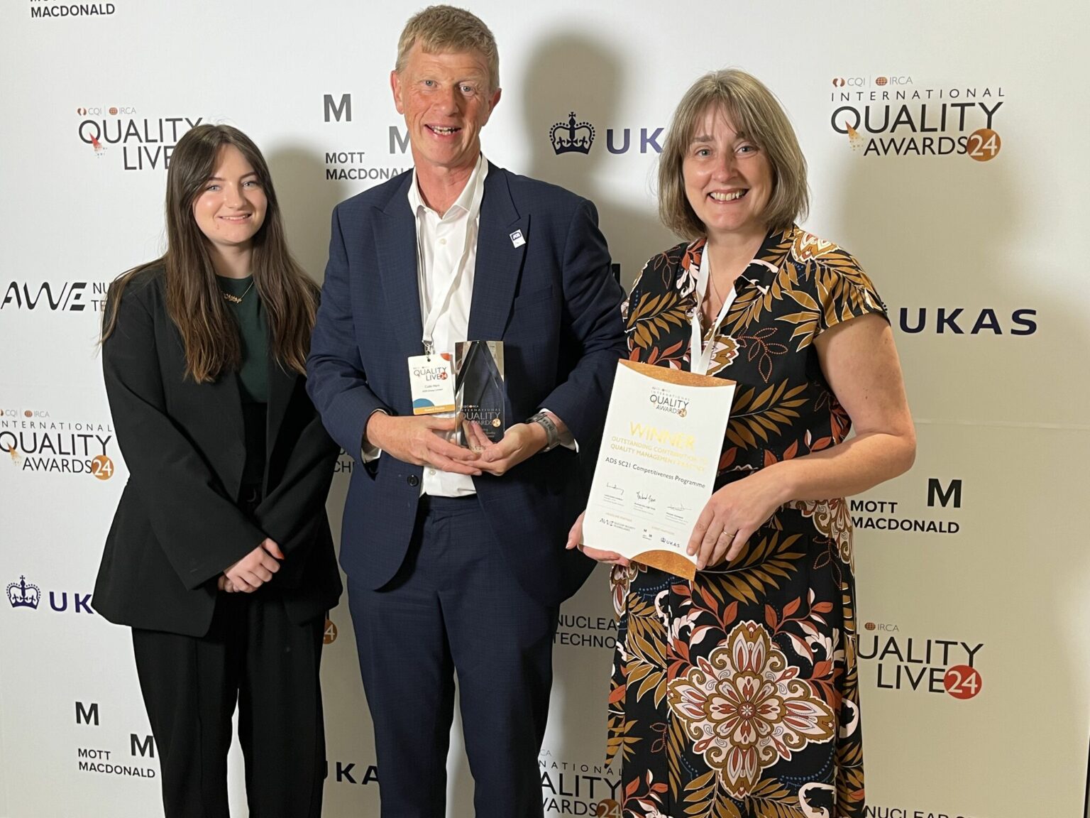Our team celebrate ADS SC21 programme winning a Quality Organisation of the Year award at the 2024 International Quality Awards.